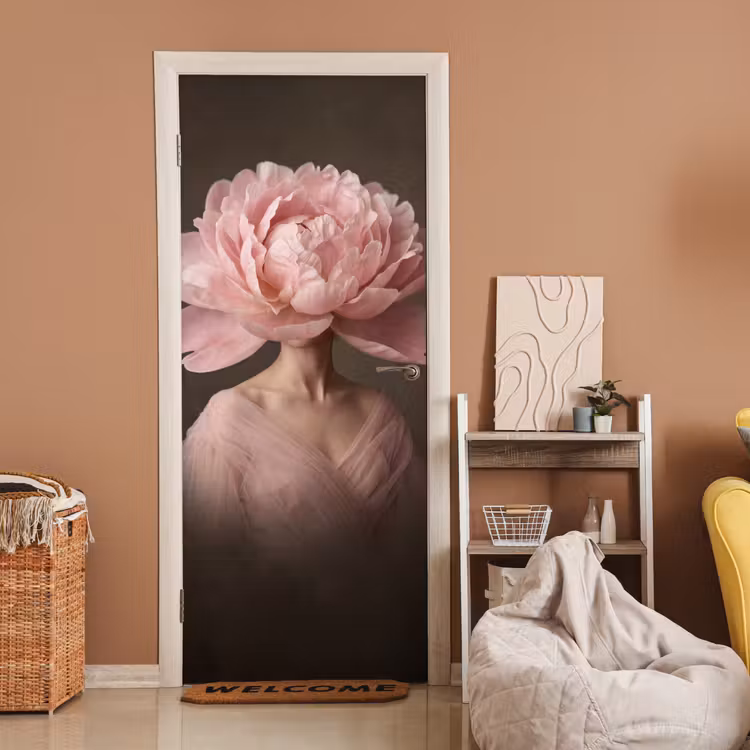 Deursticker - Gezicht - Roos - Roze — 2