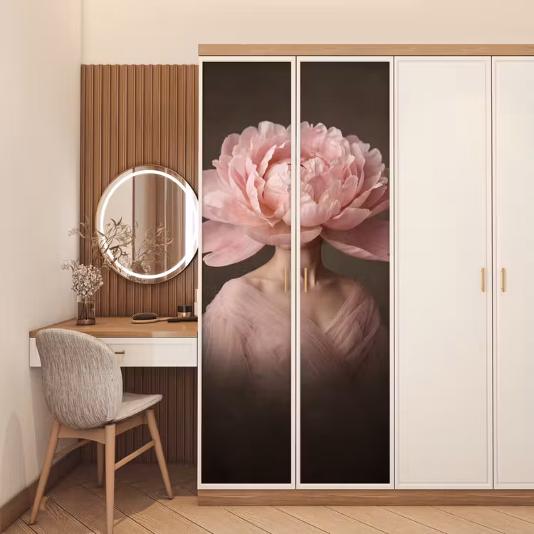 Deursticker - Gezicht - Roos - Roze — 5