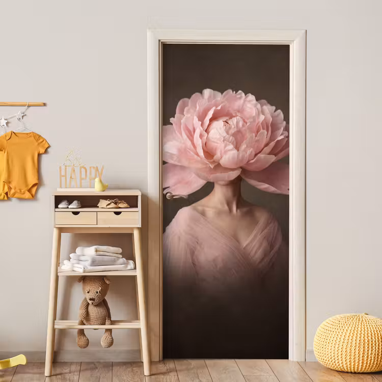Deursticker - Gezicht - Roos - Roze — 6