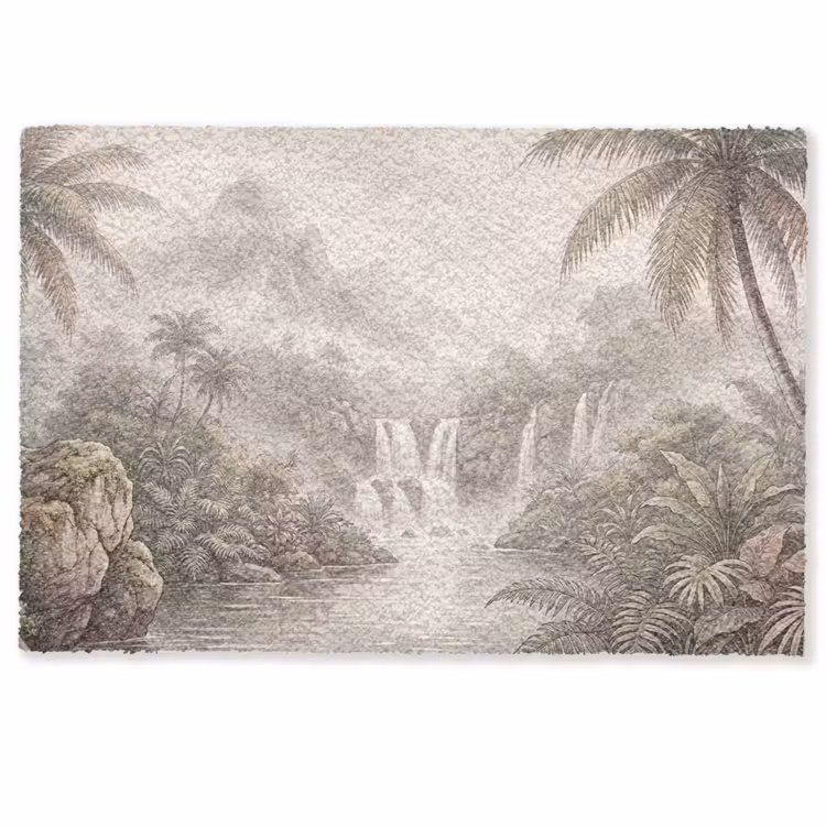 Deurmat - Jungle - Watervallen - Tropisch - Illustratie — 1