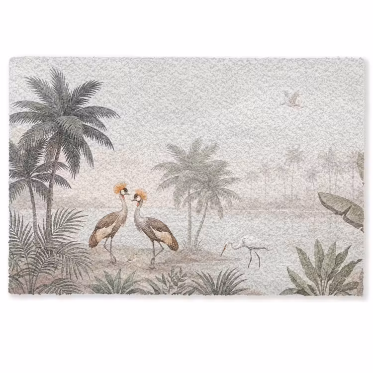 Deurmat - Kraanvogels - Palmbomen - Tropisch — 1