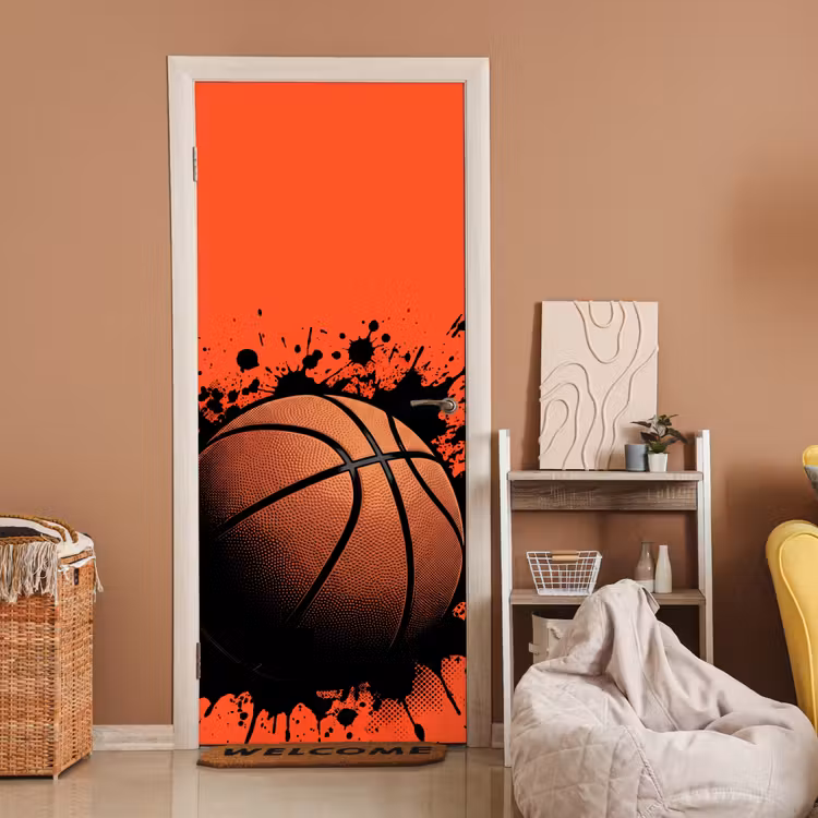 Deursticker - Basketbal - Verf - Sport - Oranje — 2