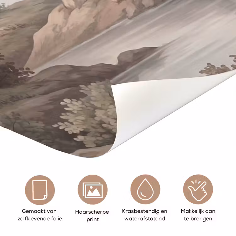 Deursticker - Bomen - Meer - Bergen - Illustratie — 3