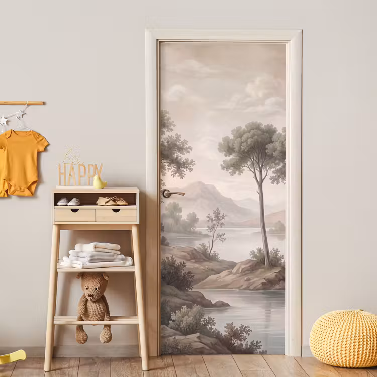 Deursticker - Bomen - Meer - Bergen - Illustratie — 6