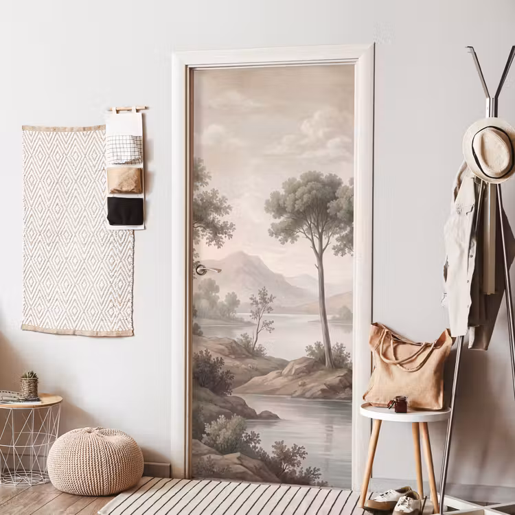 Deursticker - Bomen - Meer - Bergen - Illustratie — 8