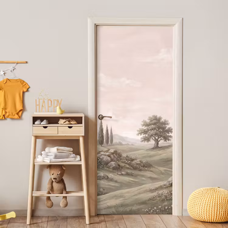 Deursticker - Heuvellandschap - Bomen - Natuur - Groen — 6