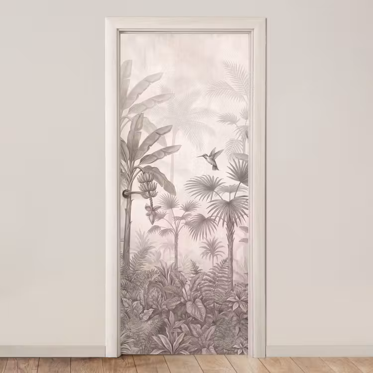 Deursticker - Jungle - Banenboom - Kolibrie - Beige — 1