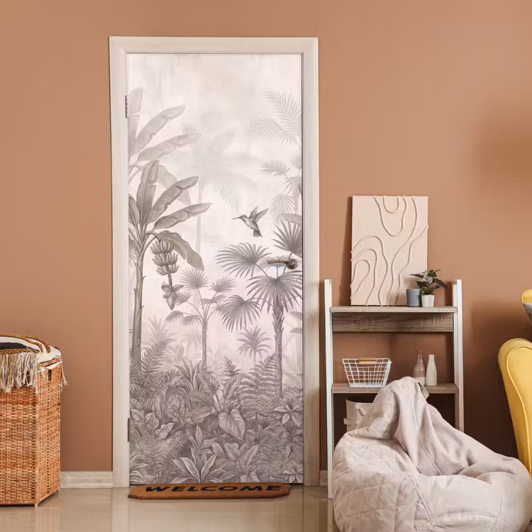 Deursticker - Jungle - Banenboom - Kolibrie - Beige — 2