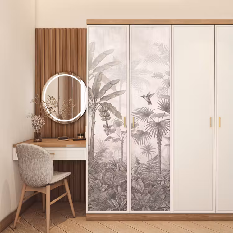 Deursticker - Jungle - Banenboom - Kolibrie - Beige — 5