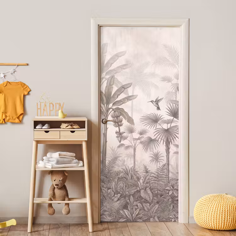 Deursticker - Jungle - Banenboom - Kolibrie - Beige — 6