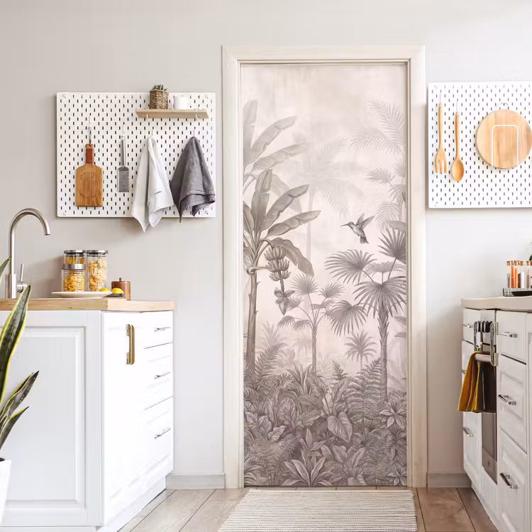 Deursticker - Jungle - Banenboom - Kolibrie - Beige — 7
