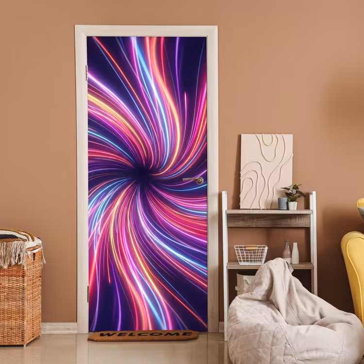 Deursticker - Abstract - Swirl - Futuristic - Neon — 2