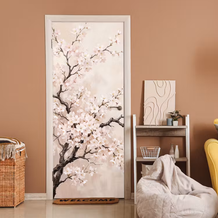 Deursticker - Bloesem - Illustratie - Taupe — 2