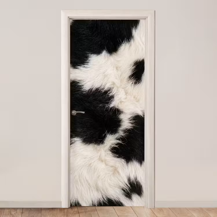 Deursticker - Bont - Textuur - Zwart - Wit — 1