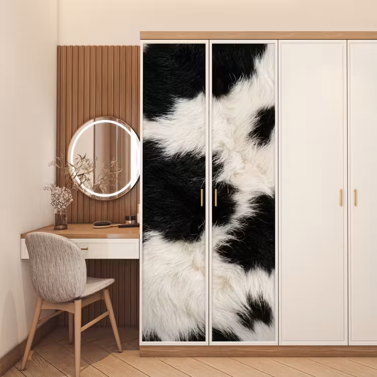 Deursticker - Bont - Textuur - Zwart - Wit — 5