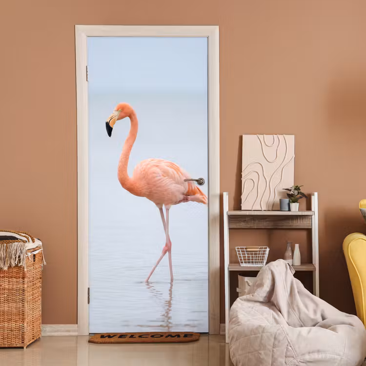 Deursticker - Flamingo - Zee - Roze — 2