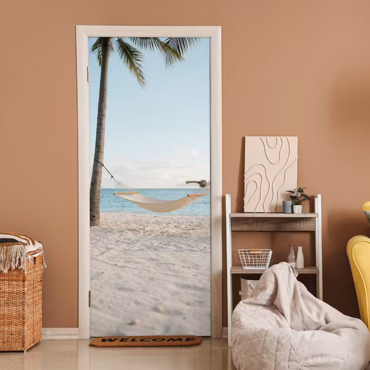 Deursticker - Hangmat - Strand - Wit — 2