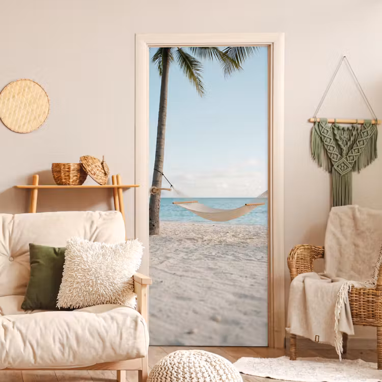 Deursticker - Hangmat - Strand - Wit — 4