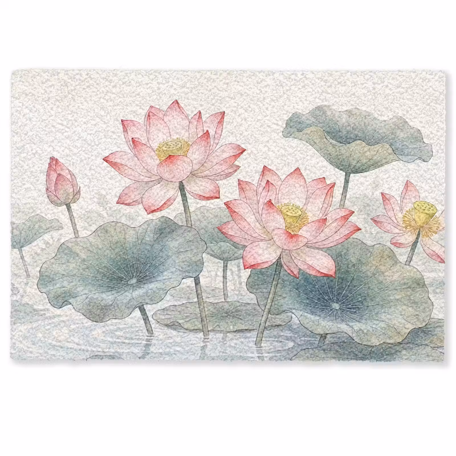 Deurmat - Aquarel - Lotusbloemen - Kleurrijk — 1