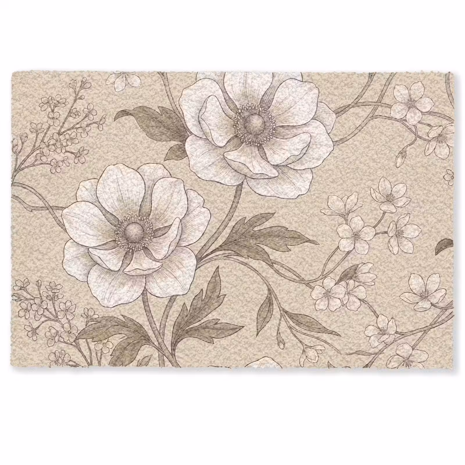 Deurmat - Bloemen - Patroon - Beige — 1