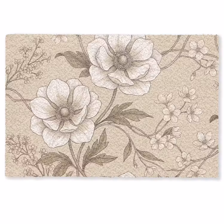 Deurmat - Bloemen - Patroon - Beige — 1