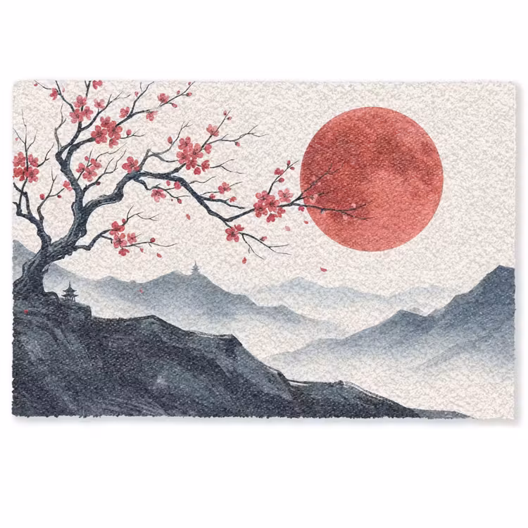 Deurmat - Kersenbloesem - Oosters - Rood — 1