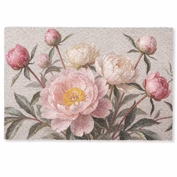 Deurmat - Pioenrozen - Boeket - Roze — 1
