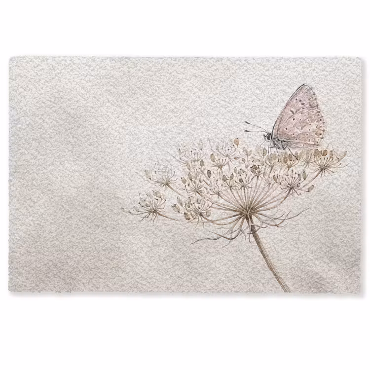 Deurmat - Vlinder - Bloem -Natuur - Beige — 1