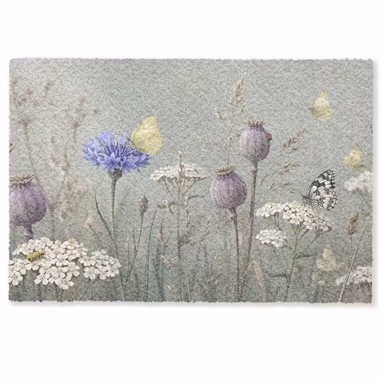Deurmat - Vlinders - Wildbloemen - Illustratie - Kleurrijk — 1