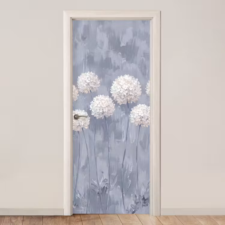 Deursticker - Bloemen - Illustratie - Blauw — 1