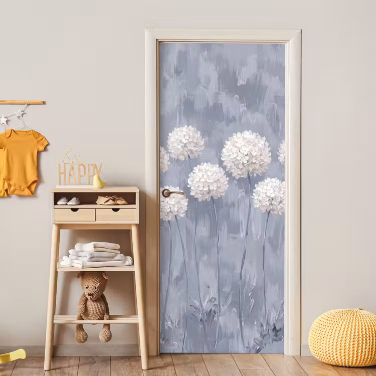 Deursticker - Bloemen - Illustratie - Blauw — 6