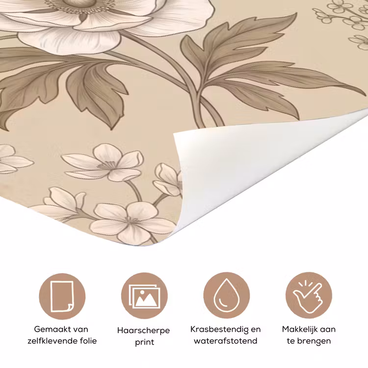 Deursticker - Bloemen - Patroon - Beige — 3