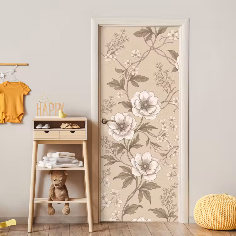 Deursticker - Bloemen - Patroon - Beige — 6
