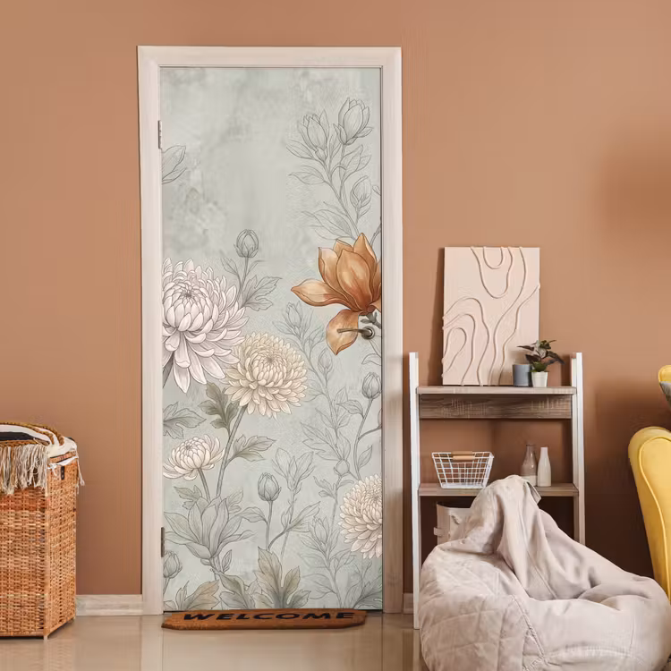 Deursticker - Illustratie - Bloemen - Groen — 2