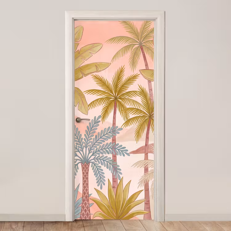 Deursticker - Illustratie - Palmbomen - Kleurrijk — 1