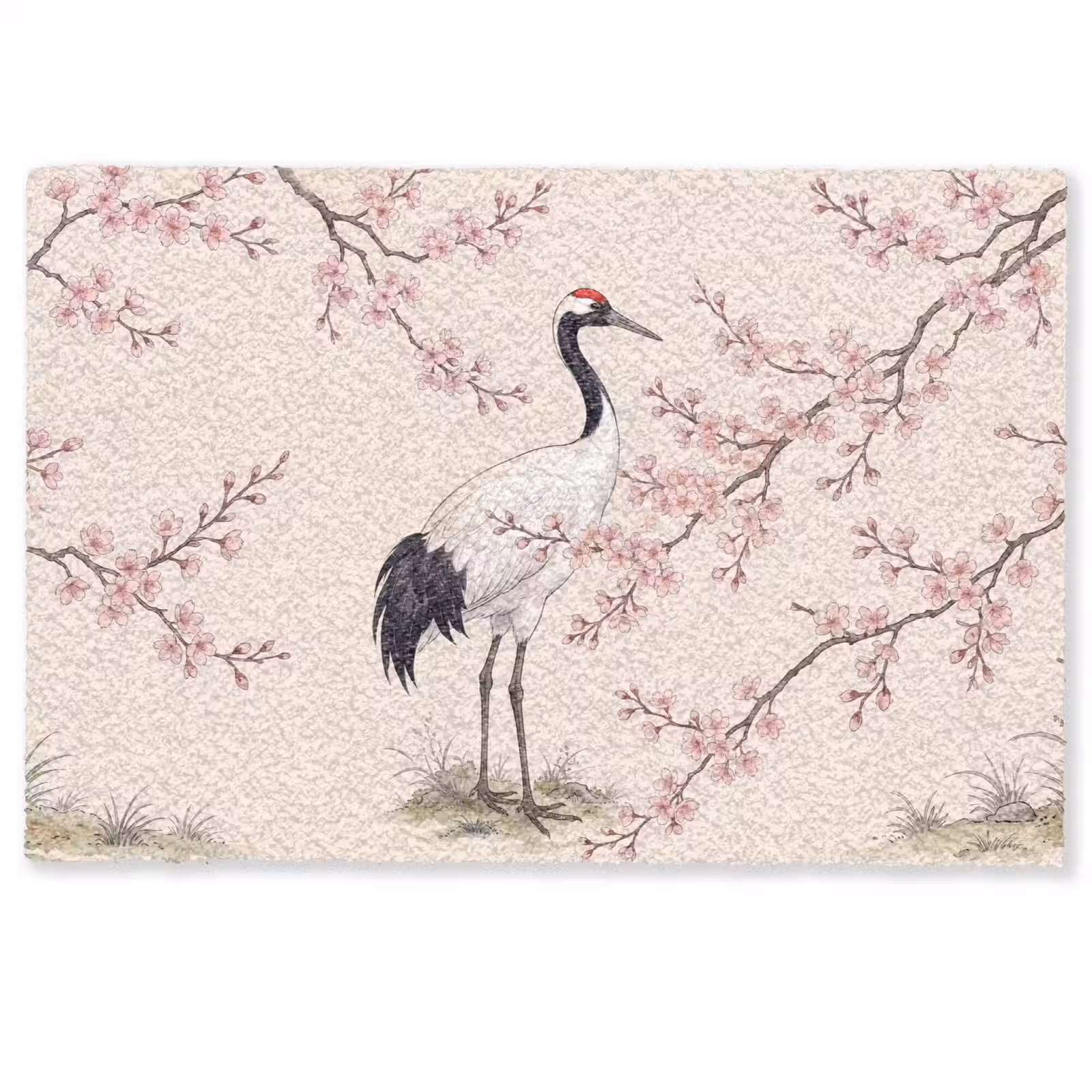 Deurmat - Aziatisch - Kraanvogel - Beige — 1