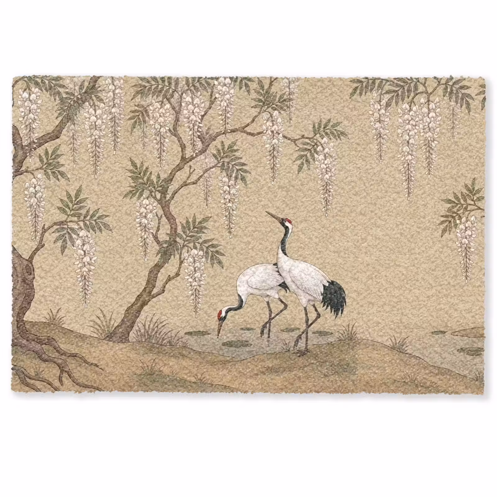 Deurmat - Kraanvogels - Water - Beige — 1