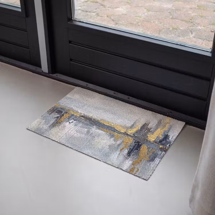 Deurmat - Abstract - Structuur - Goud - Grijs - Modern — 2