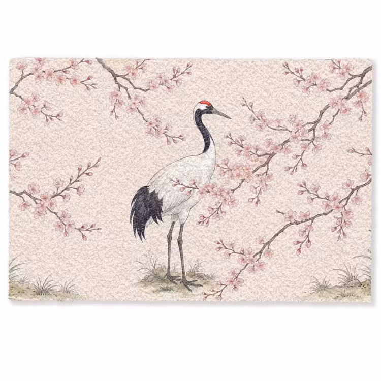 Deurmat - Aziatisch - Kraanvogel - Beige — 1
