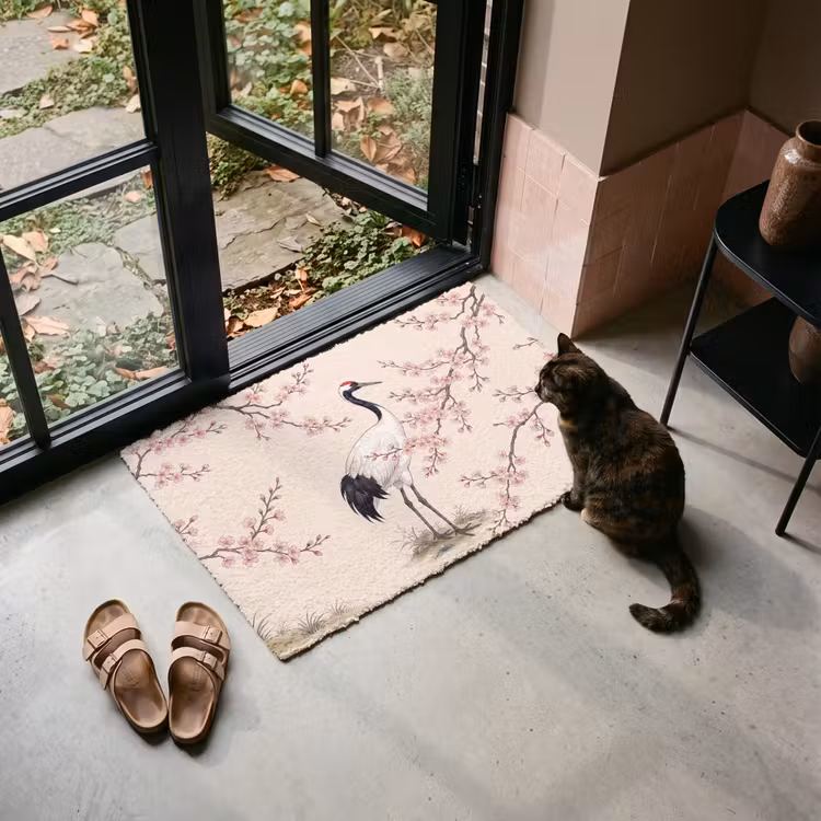 Deurmat - Aziatisch - Kraanvogel - Beige — 2