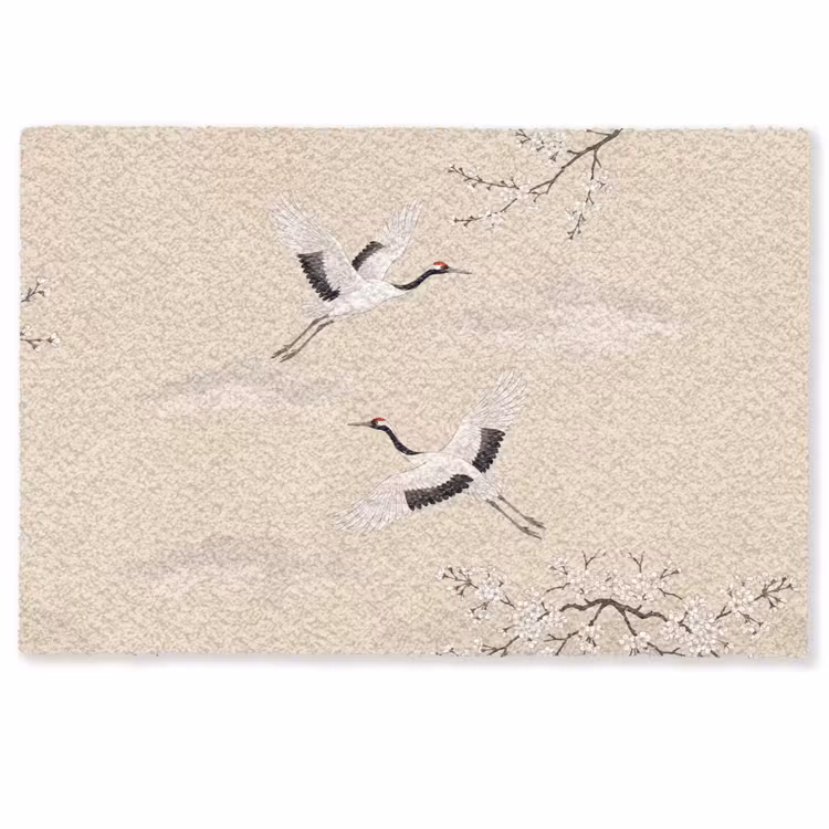 Deurmat - Kraanvogels - Bloesem - Beige — 1