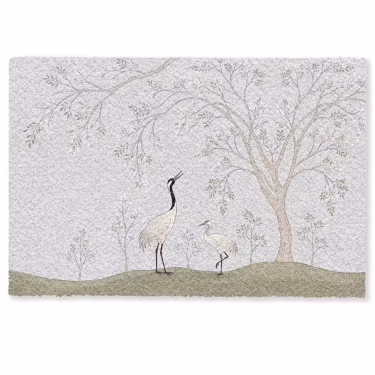 Deurmat - Minimalistisch - Kraanvogels - Blauw — 1