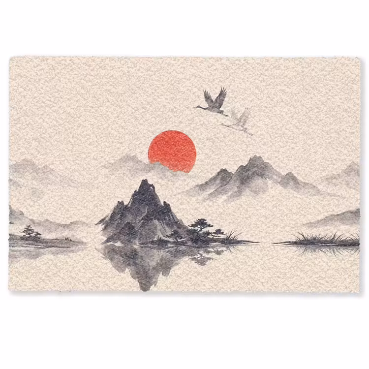 Deurmat - Oosters - Kraanvogels - Landschap — 1