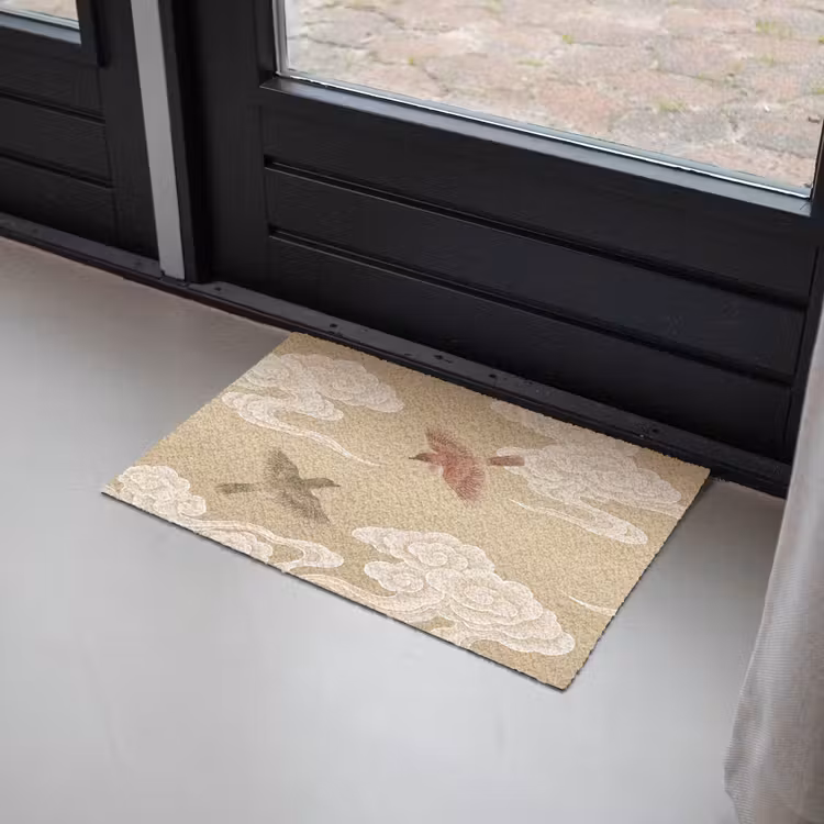 Deurmat - Vogels - Vliegen - Beige — 2