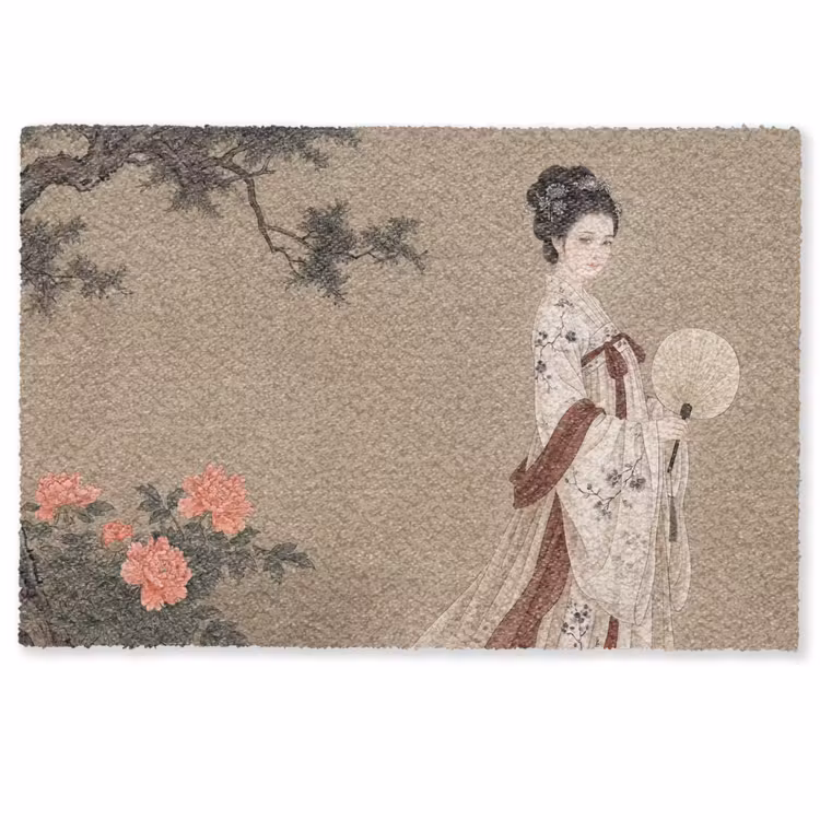 Deurmat - Vrouw - Azië - Kunst - Beige — 1