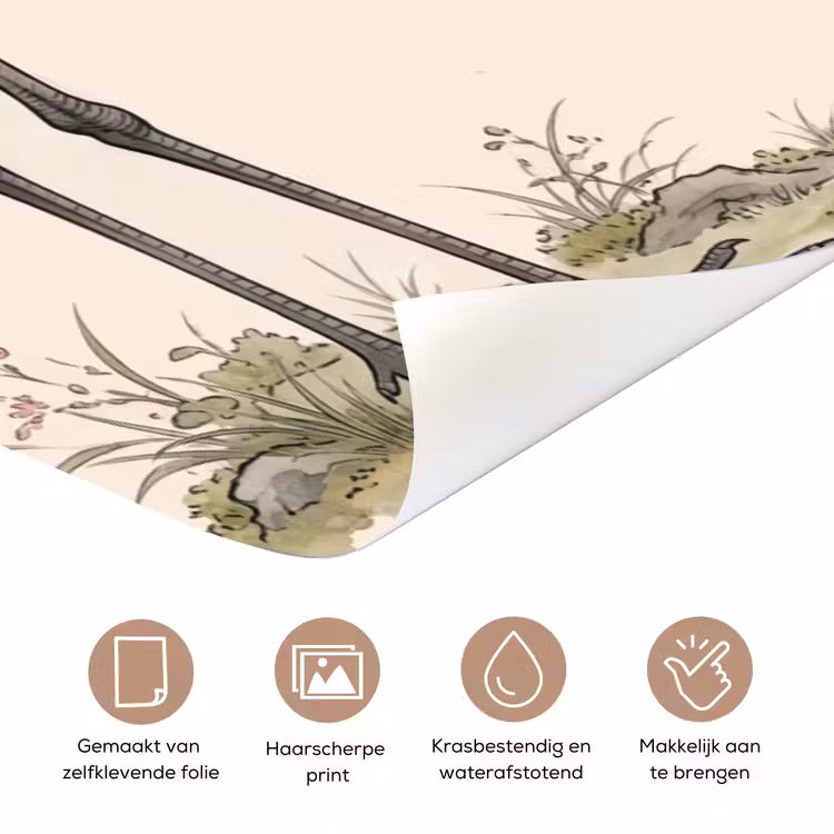 Deursticker - Aziatisch - Kraanvogel - Beige — 3