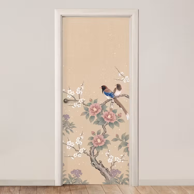 Deursticker - Bloemen - Vogels - Bloemen — 1