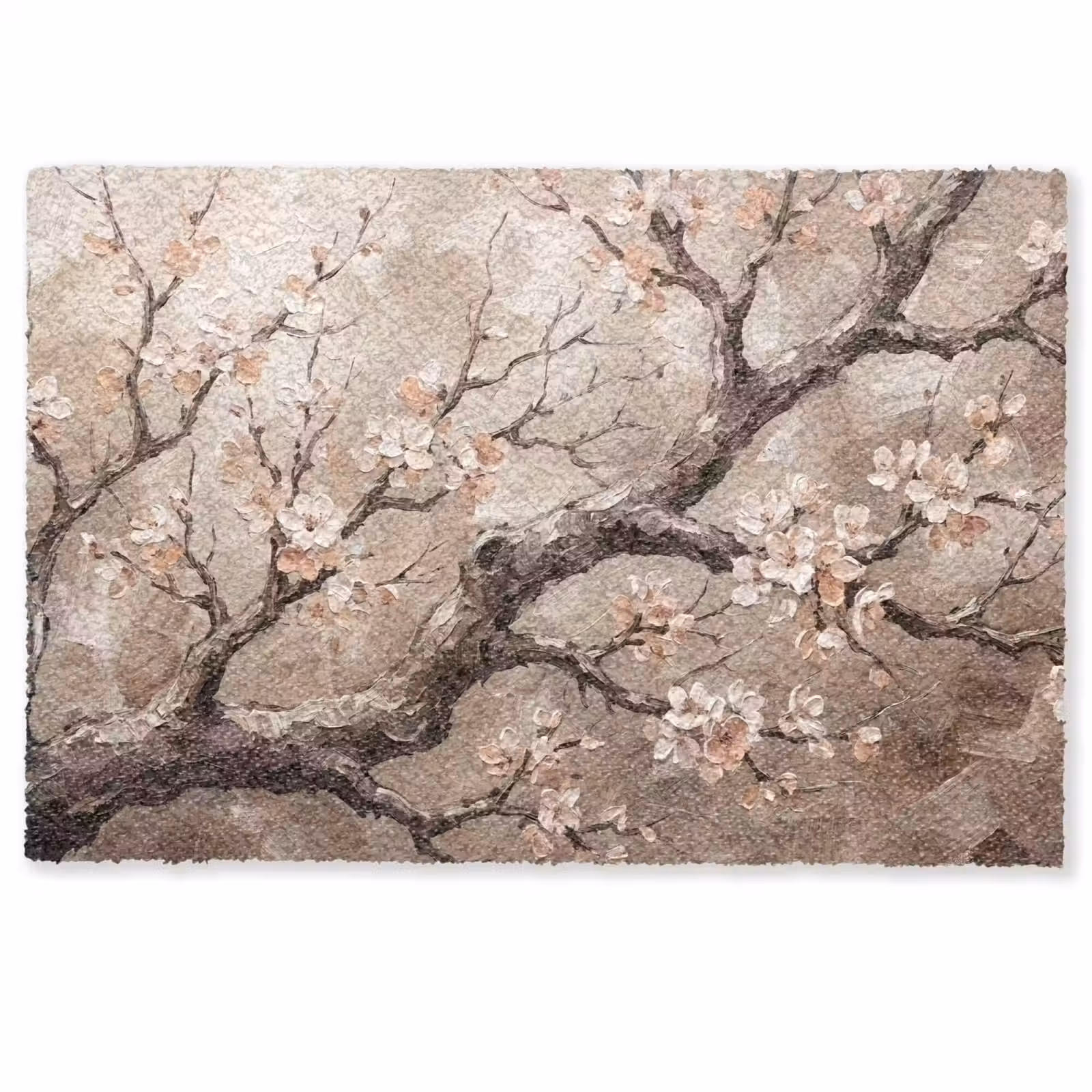 Deurmat - Bloesem - Takken - Schilderij - Beige - Serene — 1
