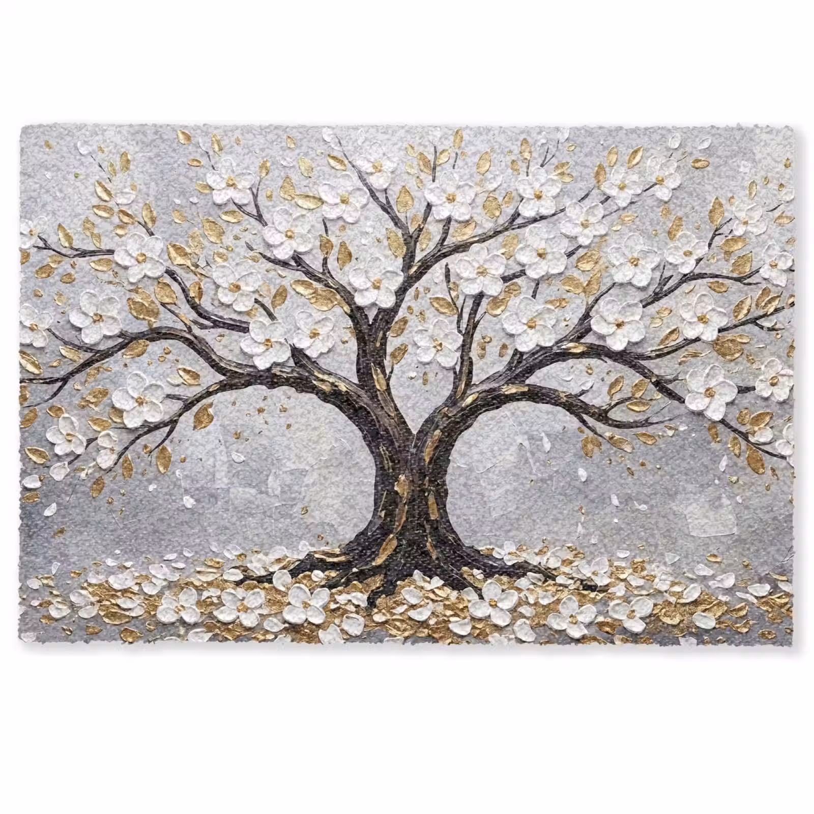 Deurmat - Boom - Bloemen - Natuur - Abstract - Wit — 1