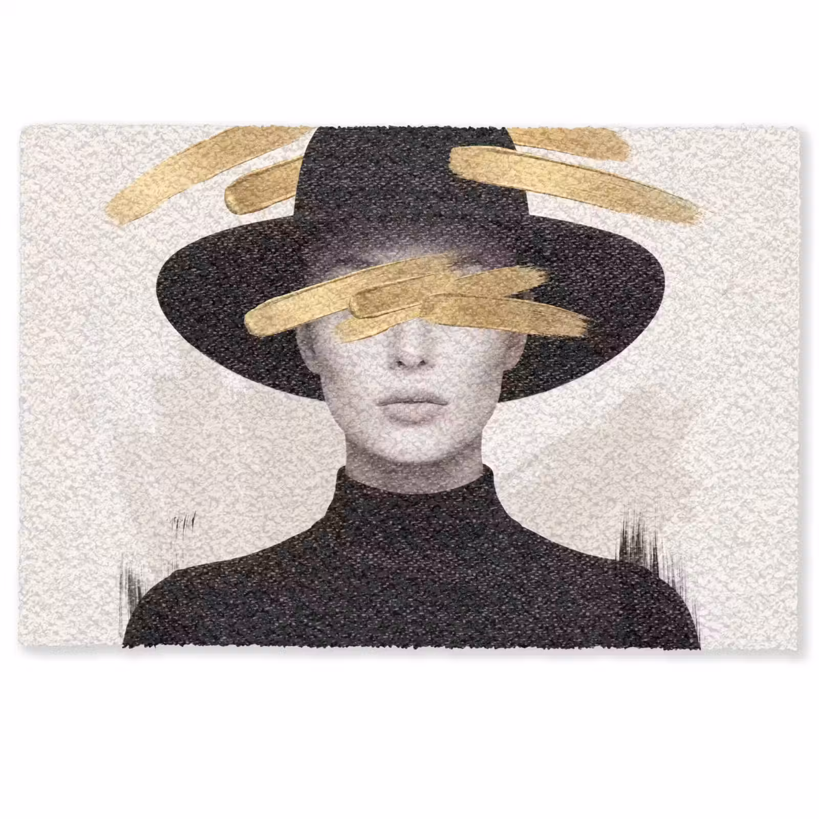 Deurmat - Vrouw - Portret - Modern - Goud - Kunst — 1